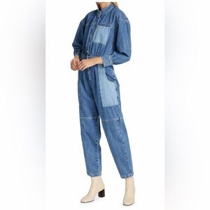 ba&sh Quincy two-tone denim jumpsuit.